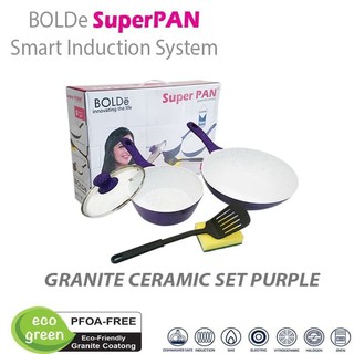Super Pan Purple Bolde contenido 5 piezas Original Bolde púrpura sartén utensilios de cocina
