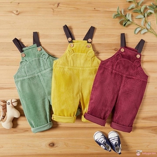 BABYGARDEN-Baby Color sólido mono de pana, pantalones de tirantes babero pantalones inferiores otoño invierno trajes