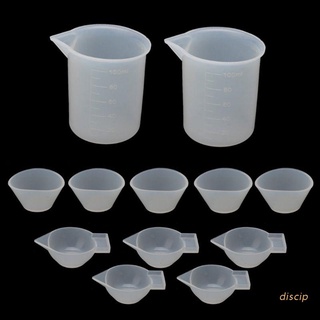 discip 12Pcs Silicone Mixing Measuring Cups UV Resin Mold DIY Casting Jewelry Tool Kit