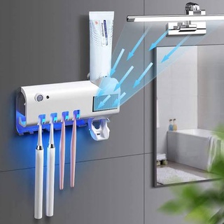 Dispensador de pasta de dientes y porta cepillos con esterilizador inteligente de luz UV (3)
