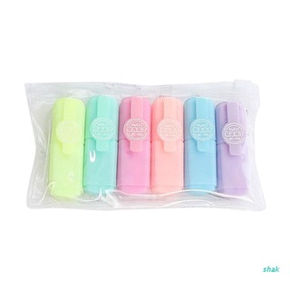 shak 6pcs mini colorido color caramelo resaltadores de arte promocional marcadores fluorescentes regalo papelería para adultos niños