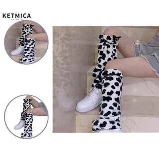 ketmica mujeres estudiante calentadores de piernas estilo japonés vaca patrón calentadores de piernas tubo medio para uso diario