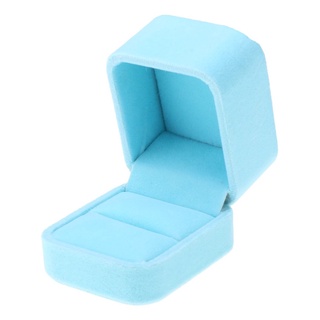 Caja De Regalo Del Pendiente Del Anillo De Bodas Azul Claro