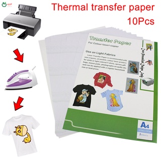 10pzas impresión de papel de transferencia de calor/tinta/a4/210mm x 297mm para tela de color