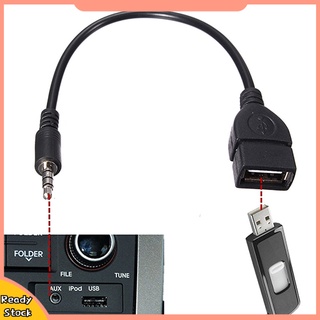 HUA Cable Convertidor De Audio AUX-in-Jack Macho De 3.5 Mm A USB 2.0 Tipo Hembra OTG