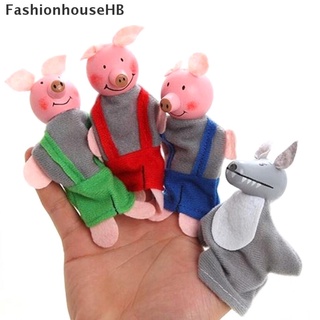 fashionhousehb 4 unids/set tres pequeños cerdos títeres de dedo de madera cabeza bebé juguete educativo venta caliente