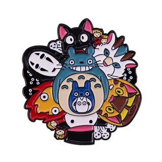 Studio Ghibli Family Pin lindo personajes colección insignia Totoro Calcifer sin cara Jiji gato broche japón Anime Fans gran regalo