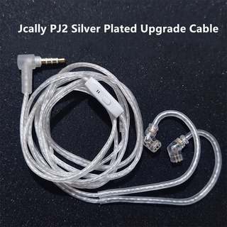 JCALLY PJ2 5N OFC Silver plate Upgrade Cable Con Micrófono MMCX 2 Pines 0.78mm QDC Pin Para SE215 KZ ZEX EDX PRO ZSN X MT1