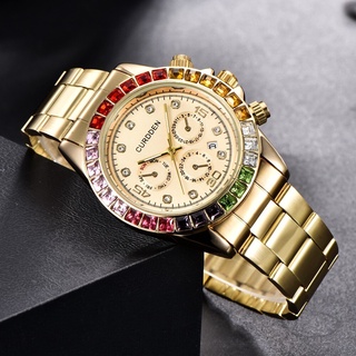 lujo estrella diamante incrustaciones de diamantes de imitación de los hombres de la moda colorido analógico deporte reloj de pulsera de cuarzo regalo más vendido de acero inoxidable 2020