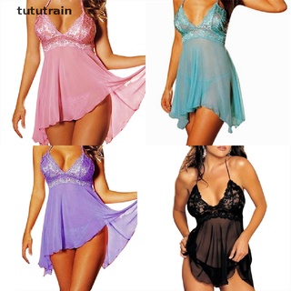 Tututrain Plus Size Womens Sexy Lingerie Lace Dress Underwear Babydoll Sleepwear+G-string MX