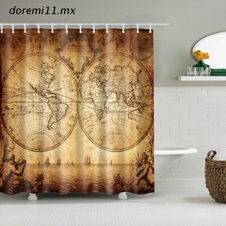 do.mx cortina de ducha de tela mapa del mundo histórico globo vintage pintura decoración de baño