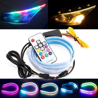 drl color led light strip 2 piezas para coche flujo secuencial rgb luz del día a prueba de agua multicolor luces de señal de giro para faro color led light tape drl