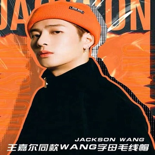 Jackson Wang mismo Hip Hop gorra de lana pareja Color puro todo-juego carta etiquetado tejido sombrero otoño e invierno cálido Jersey Cap