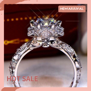 Jz-a anillo con incrustaciones de diamantes de imitación de flores para mujer/joyería de compromiso de boda de san valentín