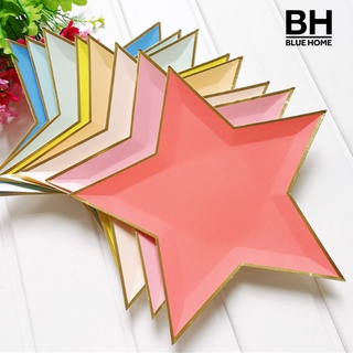 [bluehome] 8 pzs placa de papel estrella desechable de papel de oro/fiesta de cumpleaños/suministros de carnaval