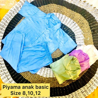Básico de Color sólido rayón de manga corta pijamas para niños