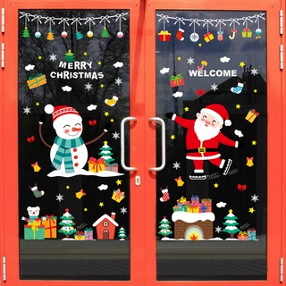 pegatinas de puerta de ventana de santa claus tren regalos decoraciones navideñas pegatinas de cristal