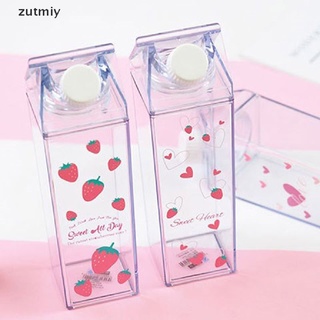 [zutmiy3] creativo lindo plástico transparente leche cartón botella de agua moda fresa caja de leche mx4883