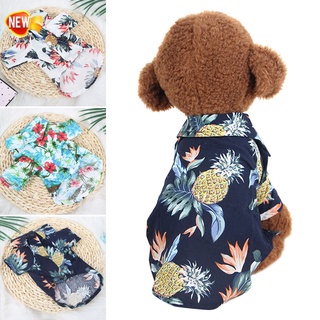Camisa para mascotas/perro/cachorro/ropa de impresión estilo Hawaii transpirable para viajes de playa de verano