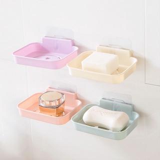 1pc cuarto de baño ducha plástico jabón caja de baño estante de almacenamiento montado en la pared autoadhesivo (9)