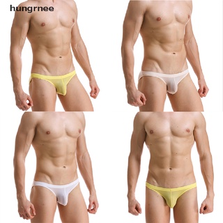 Hungrnee Men's Ice Silk Underwear Briefs Ultra thin Transparent Thong Low Rise Underpant MX