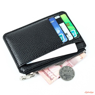Men Wallet Solid Color Textured PU Zipper Card Holder Mini Coin Purse
