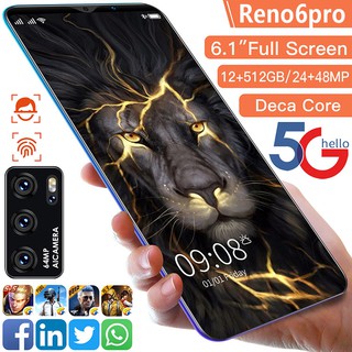 Reno6 Pro Smartphone pulgadas pantalla completa 12GB RAM+512GB ROM Dual Sim Dual Standby reconocimiento facial Smartphone (memoria opcional)