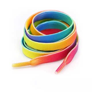 al 1 par de cordones coloridos arco iris gradiente impresión plana zapatos de lona zapatos de encaje casual cromático color cordones 80cm/100cm/120cm