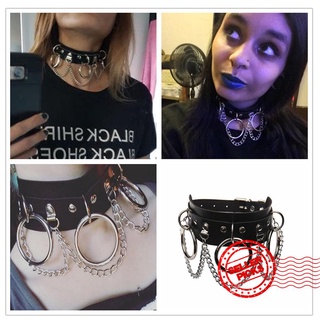 Punk Leather O Ring Pendant Choker Necklace Belt Collar Jewelr Chain wholesale Gothic S0Z4