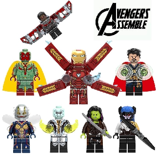 Marvel vengadores minifiguras Compatible Lego Iron Man Falcon Doctor Strange visión Super Heroes bloques Diy juguetes regalos