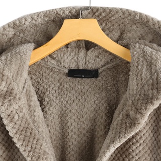 Más el tamaño de las mujeres de lana Irregular de manga larga botón bolsillo abrigo con capucha (4)