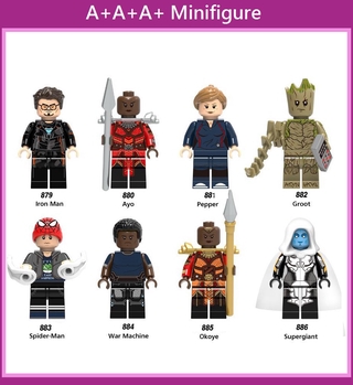 Lego Minifigures X0194 Superhero Iron Man Groot Spiderman Building Blocks Toys