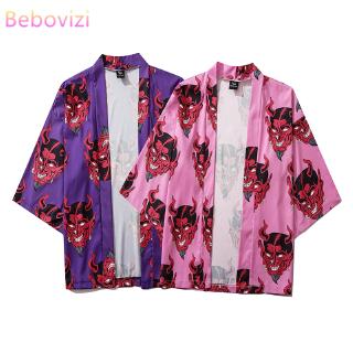 Ins Rosa púrpura Kimono Para mujer hombre talla Grande Harajuku Tendência Praia Japonês Roupas cárdigan (1)
