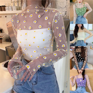 [SERENAS] Fashion Women’s Casual O-Neck Long Sleeve Printed Loose Ladies Tops Shirts