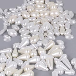 Cuentas de perlas de imitación ABS de marfil ovalado en forma de gota para hacer joyas