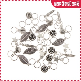 35 piezas de concha mixta estrella flor colgante anillo de pelo trenzado anillos bucle diadema