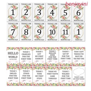 bonjo - 12 tarjetas para compartir fotos, 12 tarjetas de fotos Unisex, diseño de punto de referencia, marcadores de edad, regalo perfecto para Baby Shower