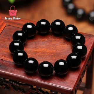 pulsera obsidiana de bergamota negra para mujer 8/10 mm redondo con cuentas elásticas cadena de mano cumpleaños navidad joyería regalo