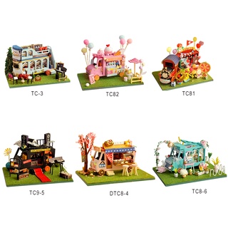 nuevos juguetes diy modelo de coche casa de muñecas casa de madera miniatura muebles kit casa led juguete