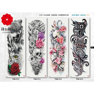 gran brazo manga tatuajes impermeable temporal tatuaje pegatina cráneo ángel rosa loto hombres flor completa tatoo cuerpo arte