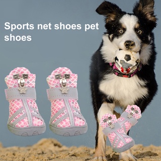QIUSIN 4Pcs zapatos para mascotas de moda antideslizante transpirable botas de malla para perros suministros para mascotas