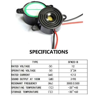 SUMIN 1/2/5pcs Black Sonido continuo beeper Alambre de cobre Multi - tono claxon cuernos Alarma de zumbador electrónico Para coche Tin plated 3-24v 23x12mm 95db 10a piezo (3)