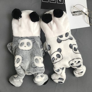 Panda convertido en un perro de peluche Bichon grueso de cuatro patas ropa mascota gato pijamas lindo caliente otoño e invierno perro ropa
