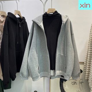 Spot Goods casual simple viento suéter femenino otoño estudiante versión coreana de deportes de gran tamaño salvaje chaqueta de rebeca de manga larga chaqueta