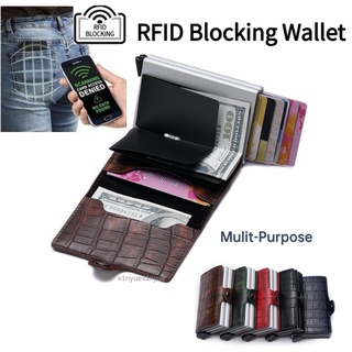 cartera de tarjeta anti rfid de los hombres minimalista titular de la tarjeta de crédito delgado cartera inteligente corto cartera