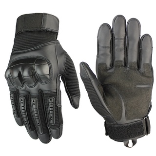 Guantes de cuero para motocicleta/pantalla táctil/guantes de Motocross/equipo táctico/motociclista/ciclista de carreras duro/guante de dedo completo M