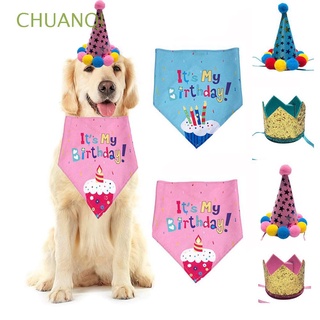 CHUANQI decoración lentejuelas diseño mascotas accesorios Bandana mascota gorras de cumpleaños/Bibs lindo bufanda cumpleaños disfraz gato perro Headwear gorra sombrero/Multicolor