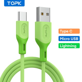 TOPK AN84 TPE Cable De Silicona Líquida Micro USB Tipo C Cables Para iPhone