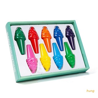 hung 9 colores en forma de helado crayones no tóxico lavable pintura dibujo cera para bebé niños suministros de arte educativo