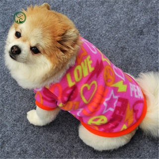 Venta caliente| mascota perro cachorro invierno suave cálido corazón estrella impresión ropa abrigo disfraz ropa (2)